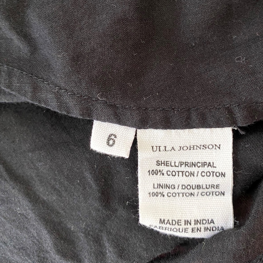 Ulla Johnson Size 6 Black Long Sleeve Eyelet Embroidered Lace Trim Midi Dress - Picture 11 of 13